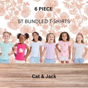 NWT size 5T Cat & Jack Kids' Colorful 6 piece bundled T-Shirt lot